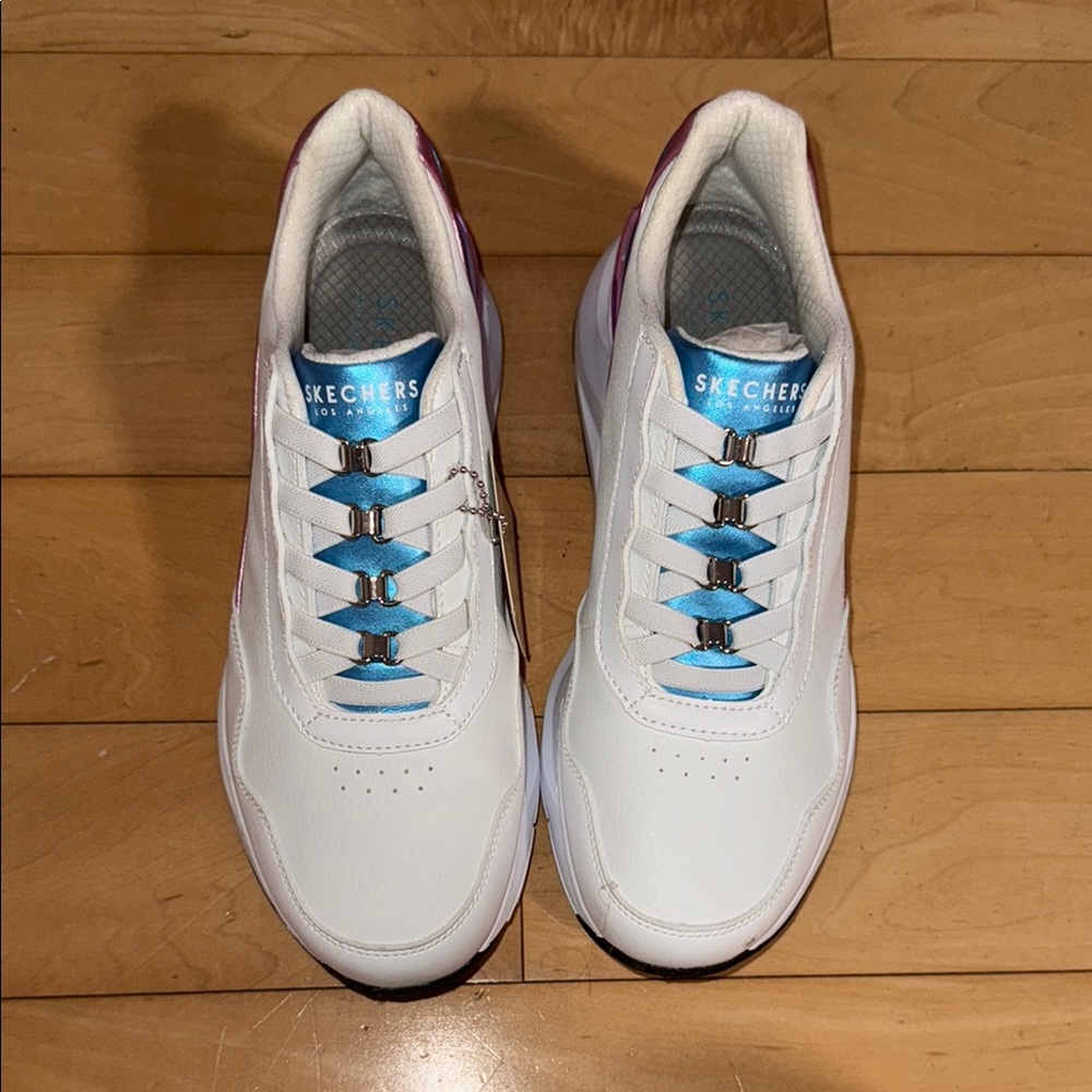 Skechers White and Blue Sneakers